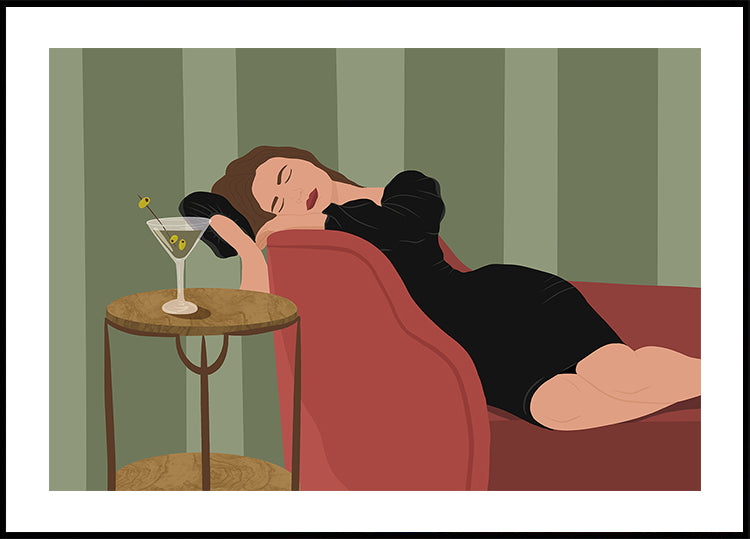 Woman with Martini Poster - Posterbox.dk