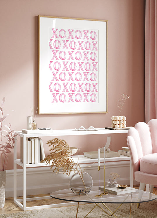 XOXO Pink Pattern Poster - Posterbox.dk