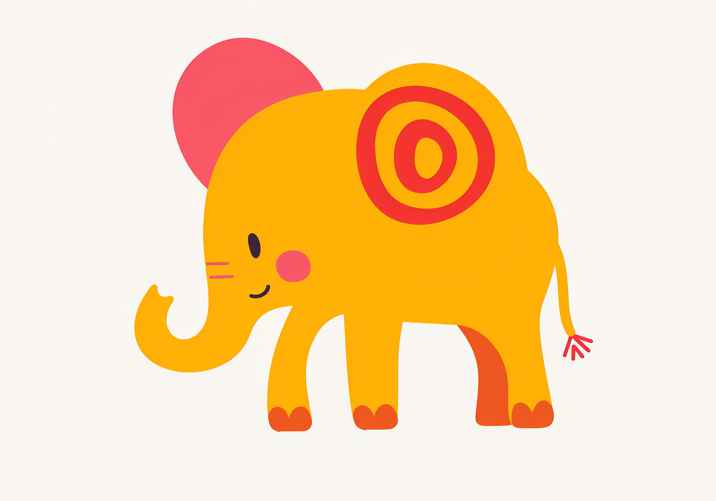 Yellow Elephant Pink Ears Cheerful Poster - Posterbox.dk