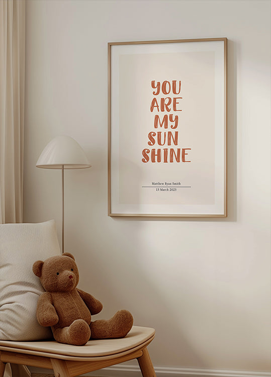 You Are My Sunshine, Personalized Name and Date Poster - Posterbox.dk
