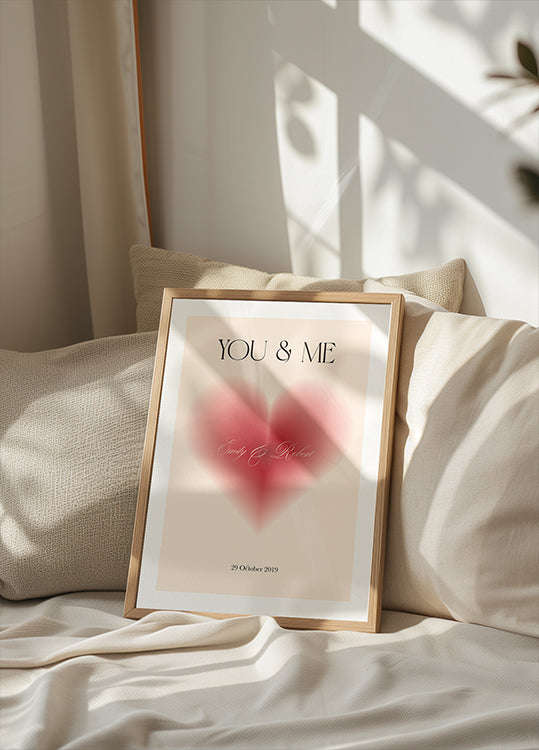 You & Me, Romantic Heart, Personalized Love print Poster - Posterbox.dk
