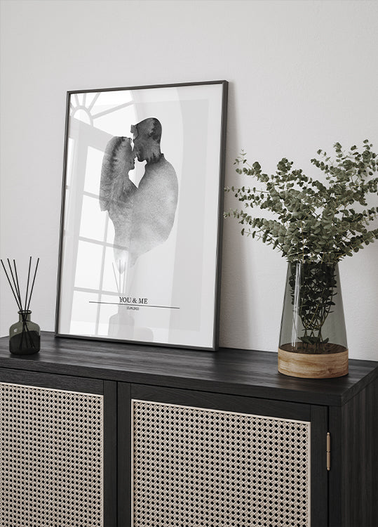 You & Me, romantic watercolor couple Poster - Posterbox.dk
