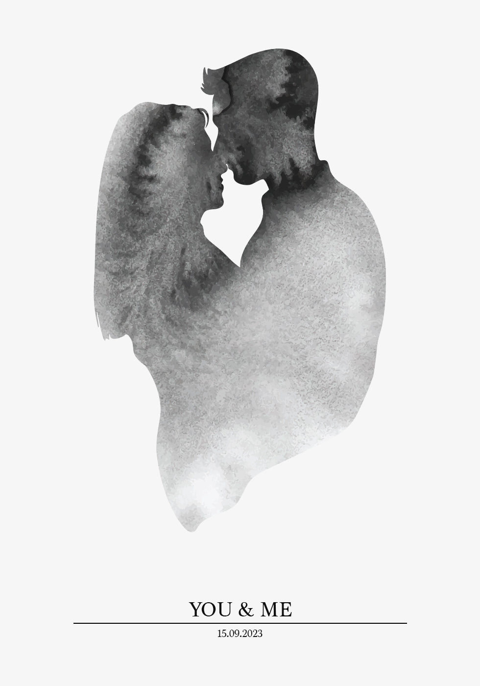 You & Me, romantic watercolor couple Poster - Posterbox.dk