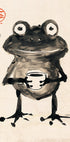 Zen Frog with Tea, Japanese Ink Art Poster - Posterbox.dk