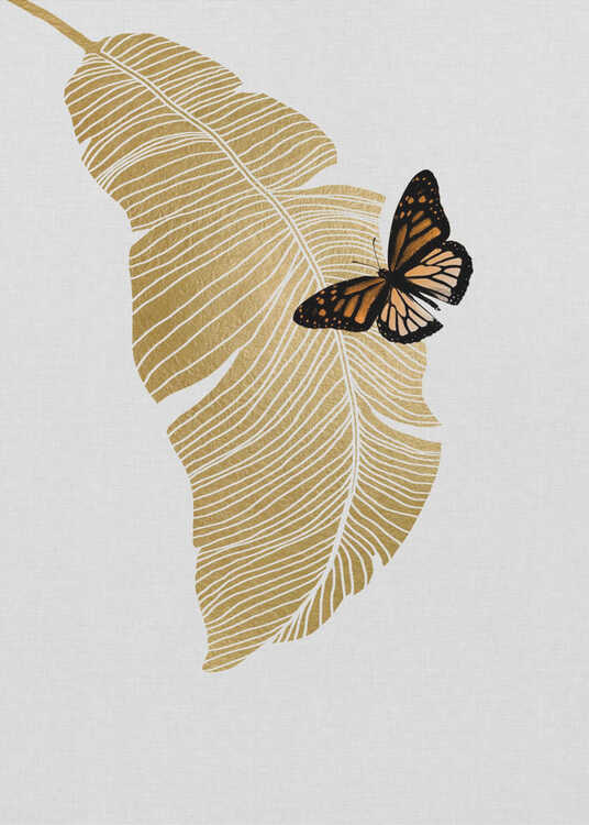 Butterfly & Palm Leaf Poster