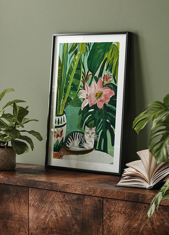Tropical Muse With Cat (NEW) - Posterbox