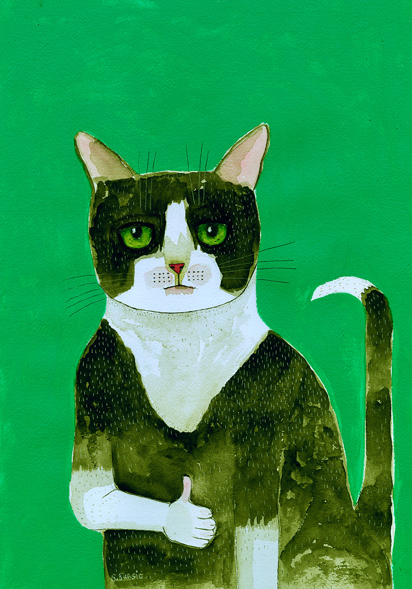 Tuxedo Cat Thumbs Up - Posterbox