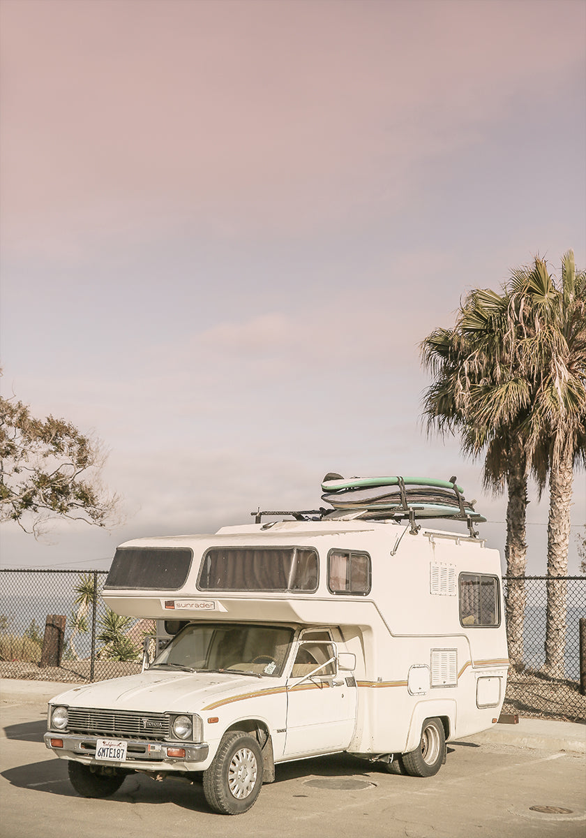 Vintage Camper Parked - Posterbox