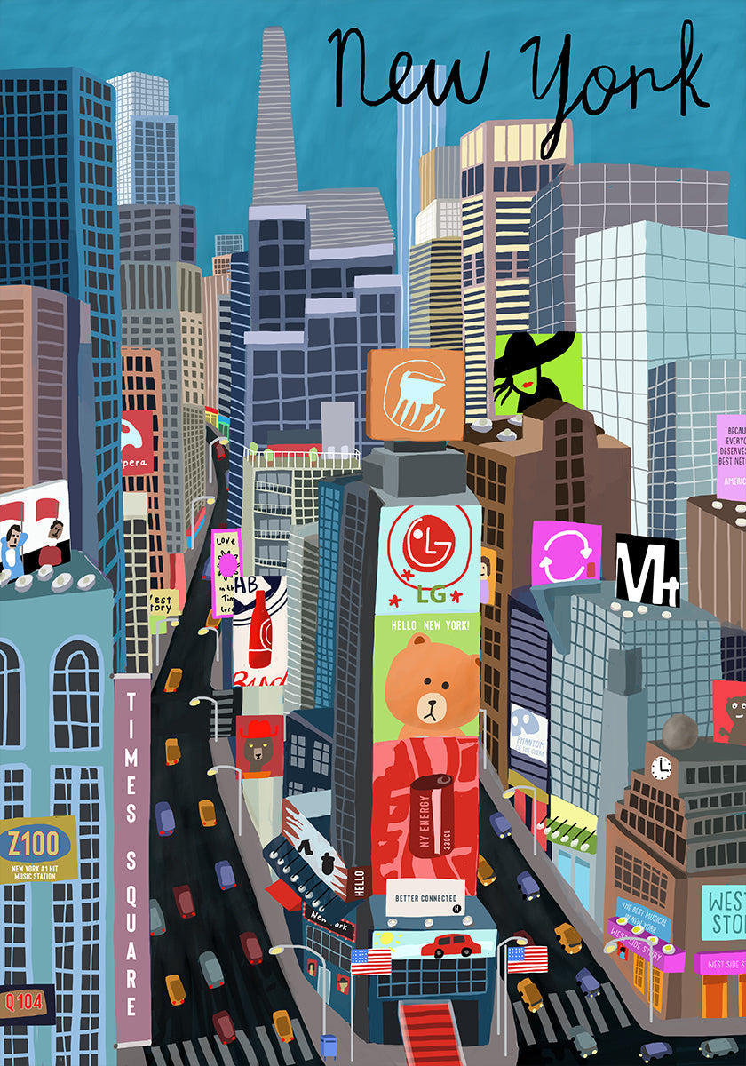 Times Square, New York Illustration by Artist Carla Daly
