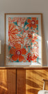 Red Daisies With Aqua Plakat - Posterbox