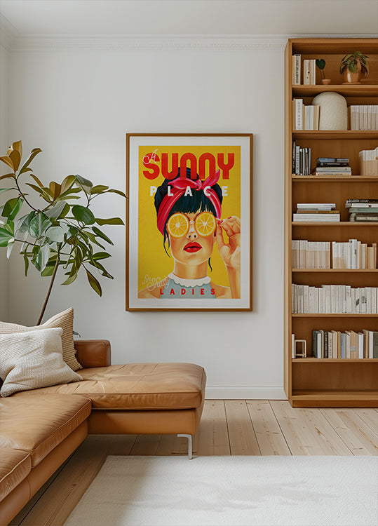 A Sunny Place For Shady Ladies Orange Pinup Art Plakat - Posterbox