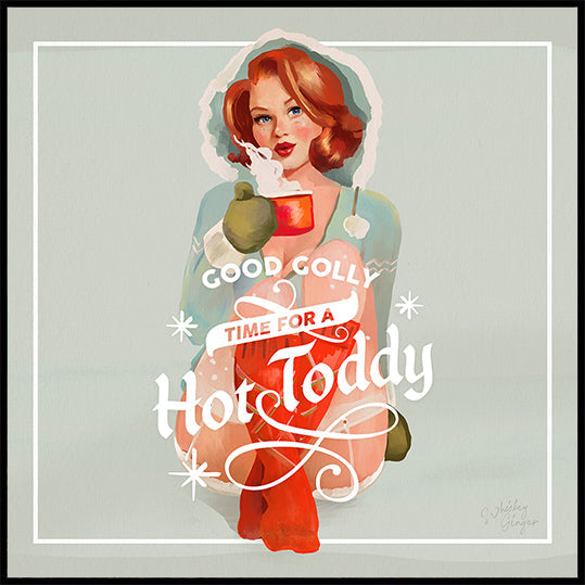 Hot Toddy Redhead Vintage Winter Cocktail Art Plakat - Posterbox