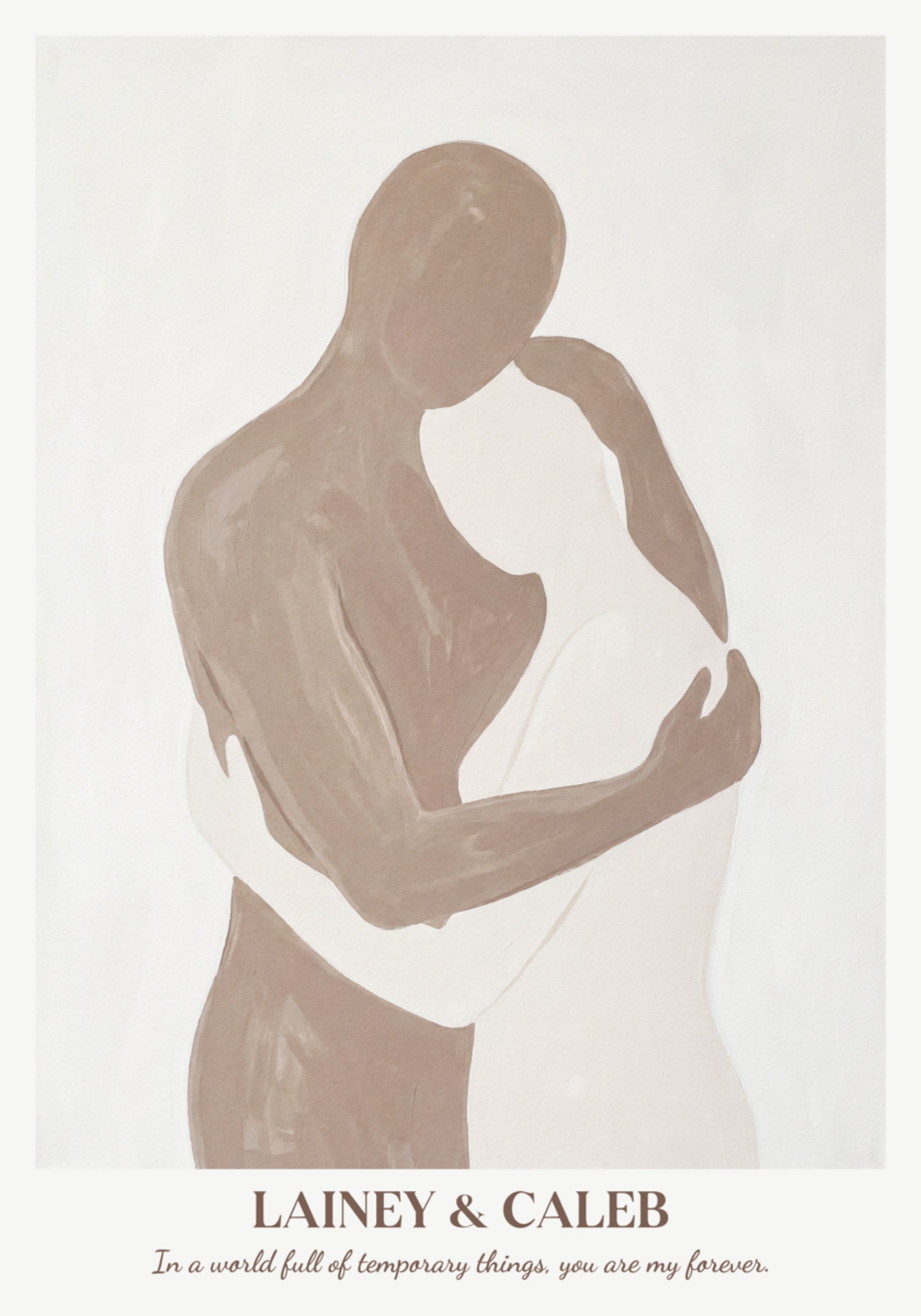 Minimalist couple silhouette of two people in embrace