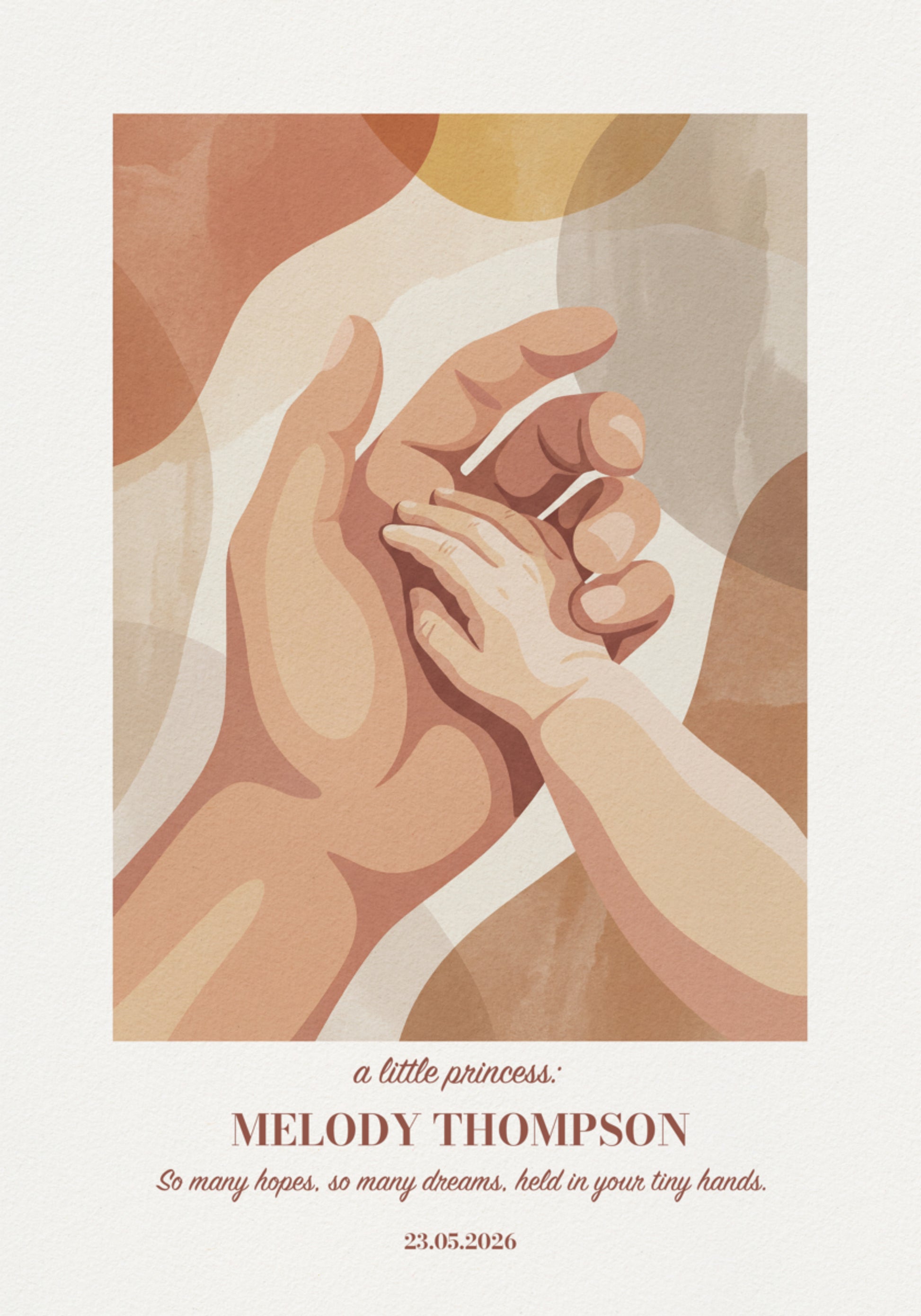 Tender moment between parent and baby hands