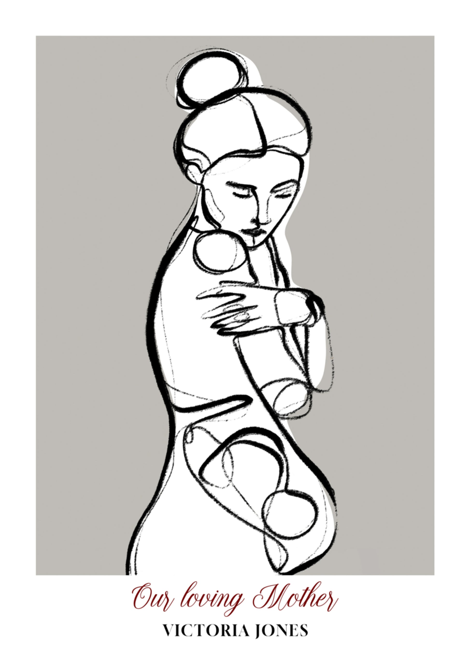 Minimalist Line Art of Woman in Self Hugs