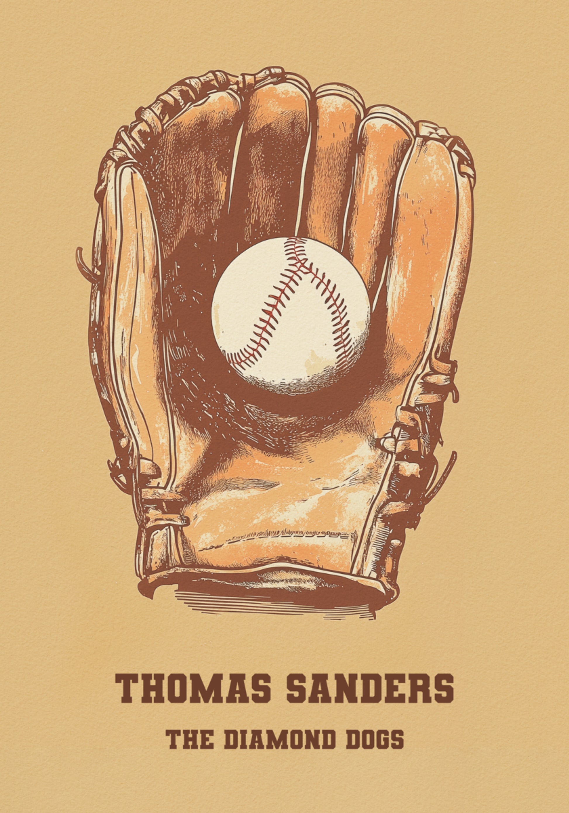 Vintage baseball glove and ball poster