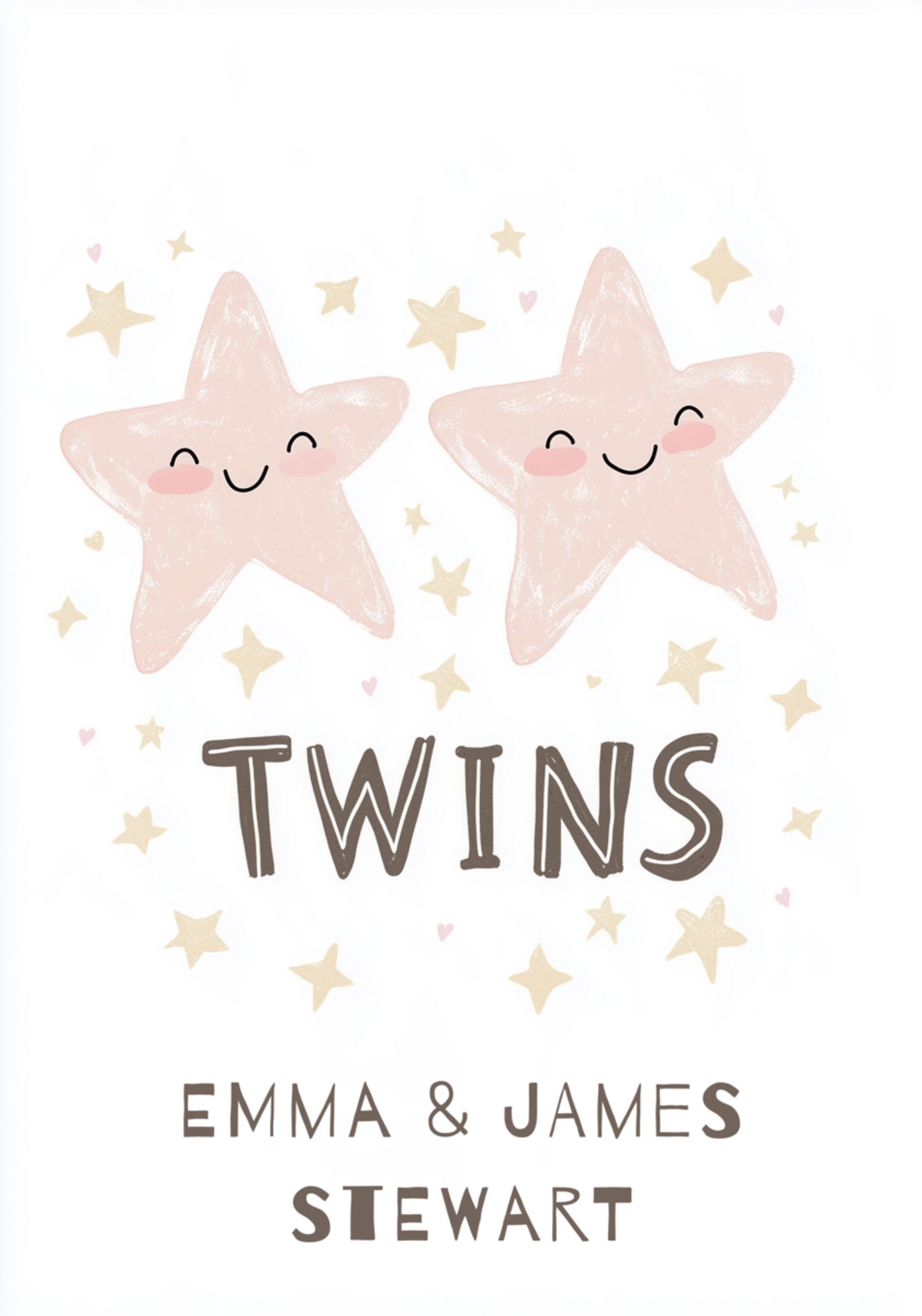 Personalized twin star wall art