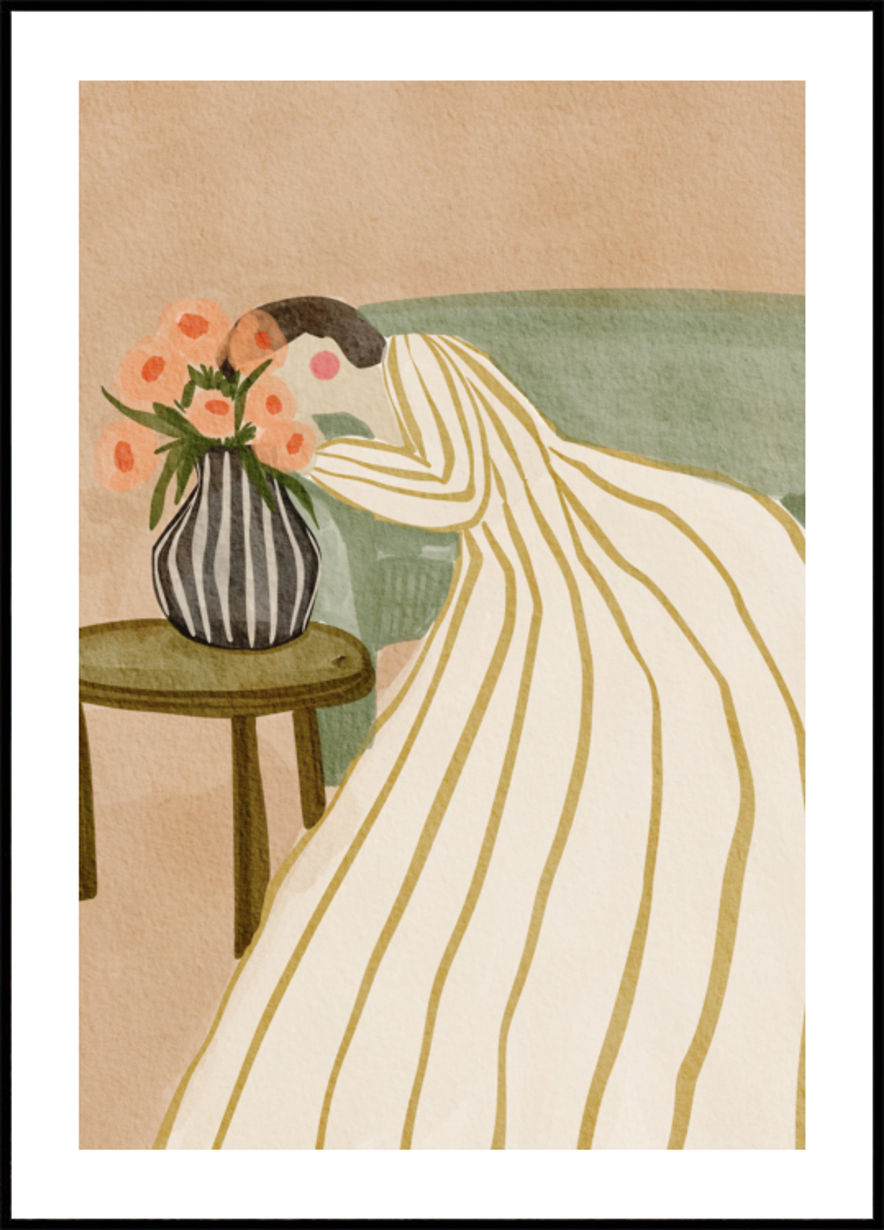 Woman Admiring Flowers