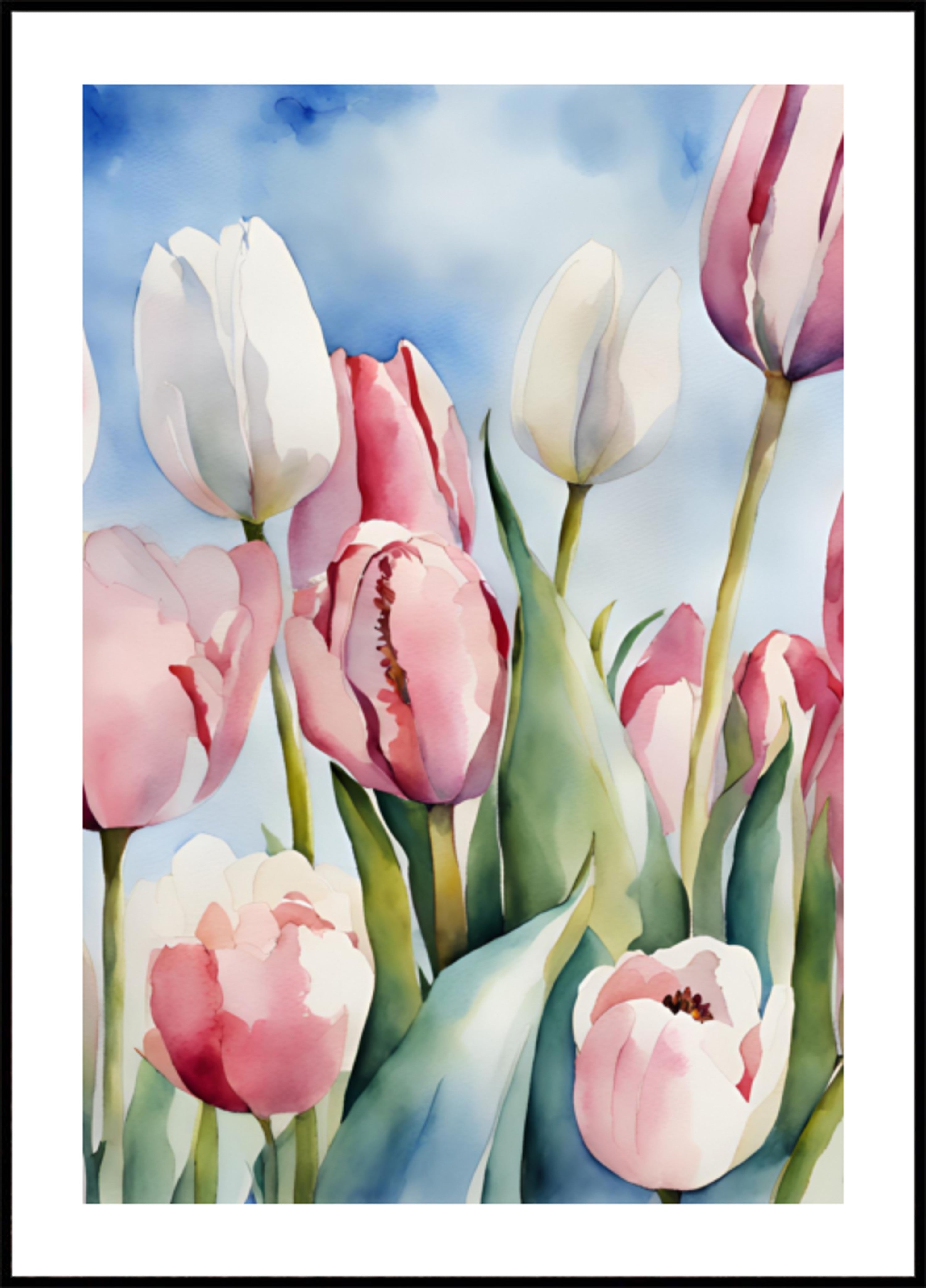 Watercolor Spring Tulips