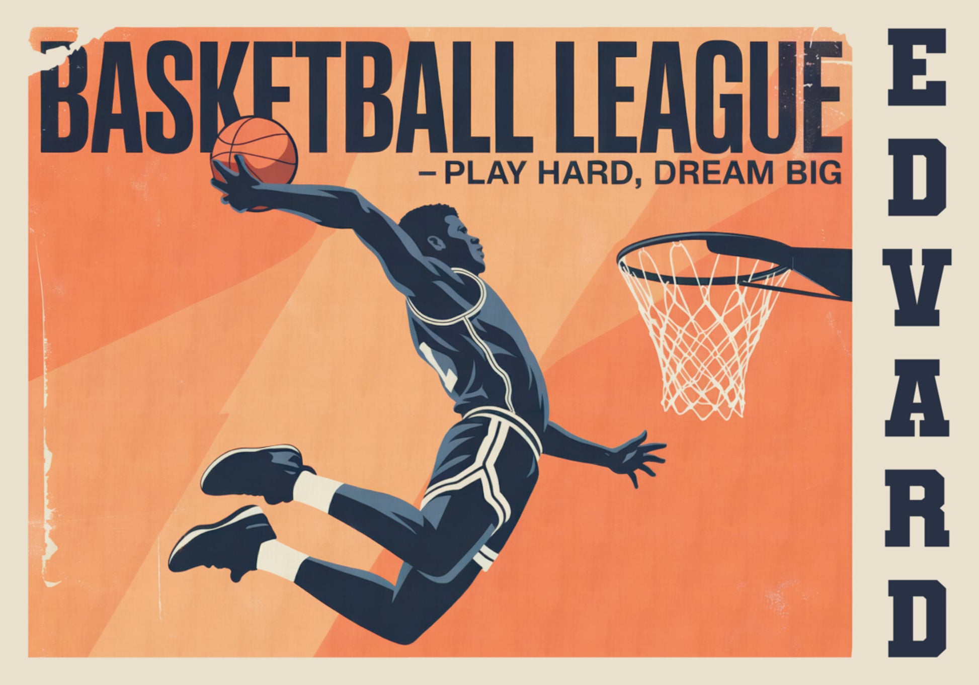 Vintage basketball game poster
