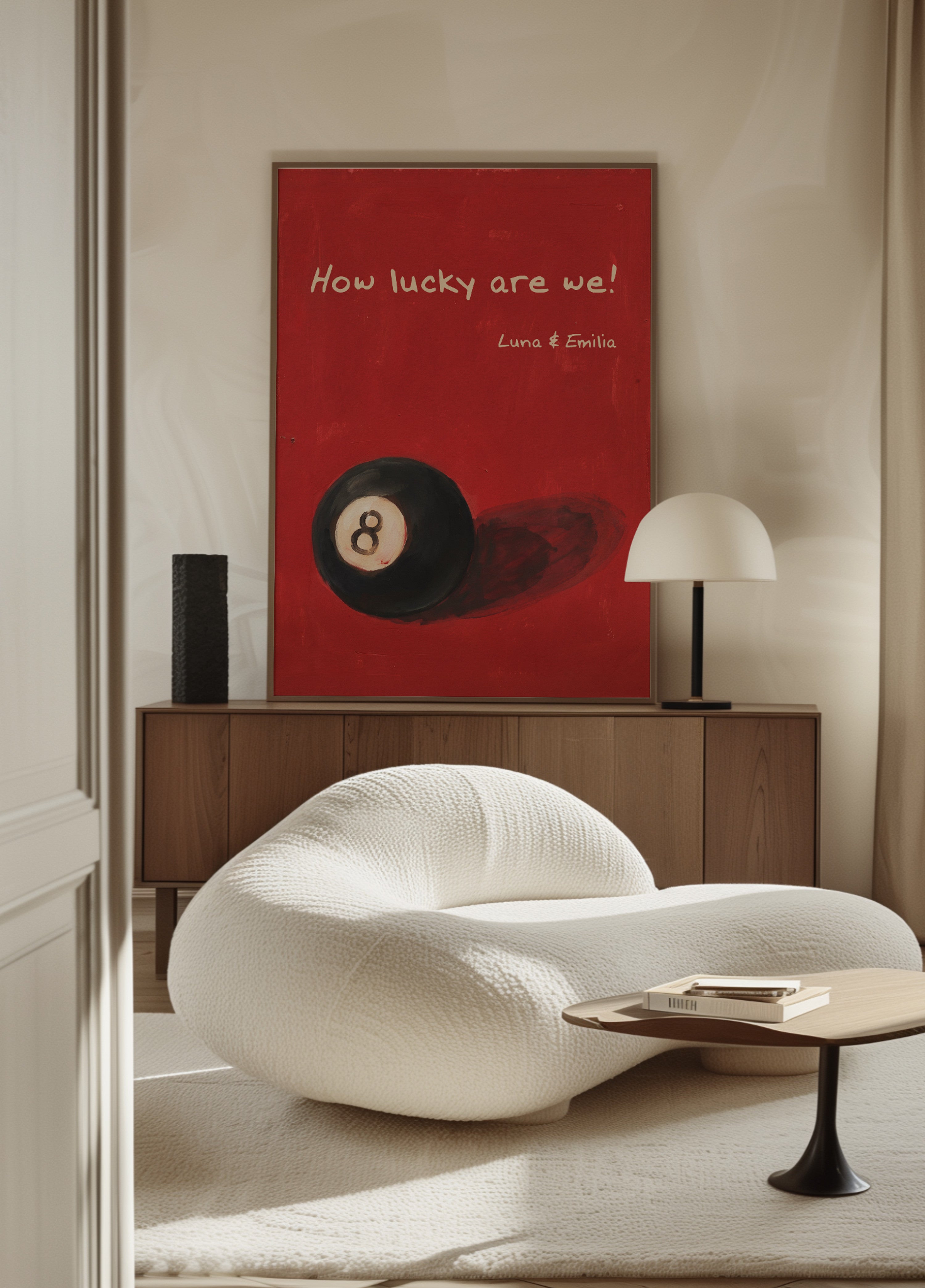 Vintage 8-Ball Poster How Lucky We Are
