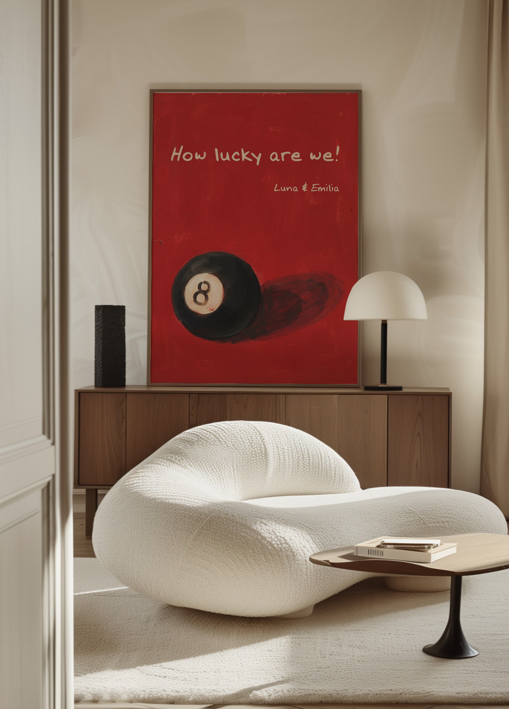 Vintage 8-Ball Poster How Lucky We Are