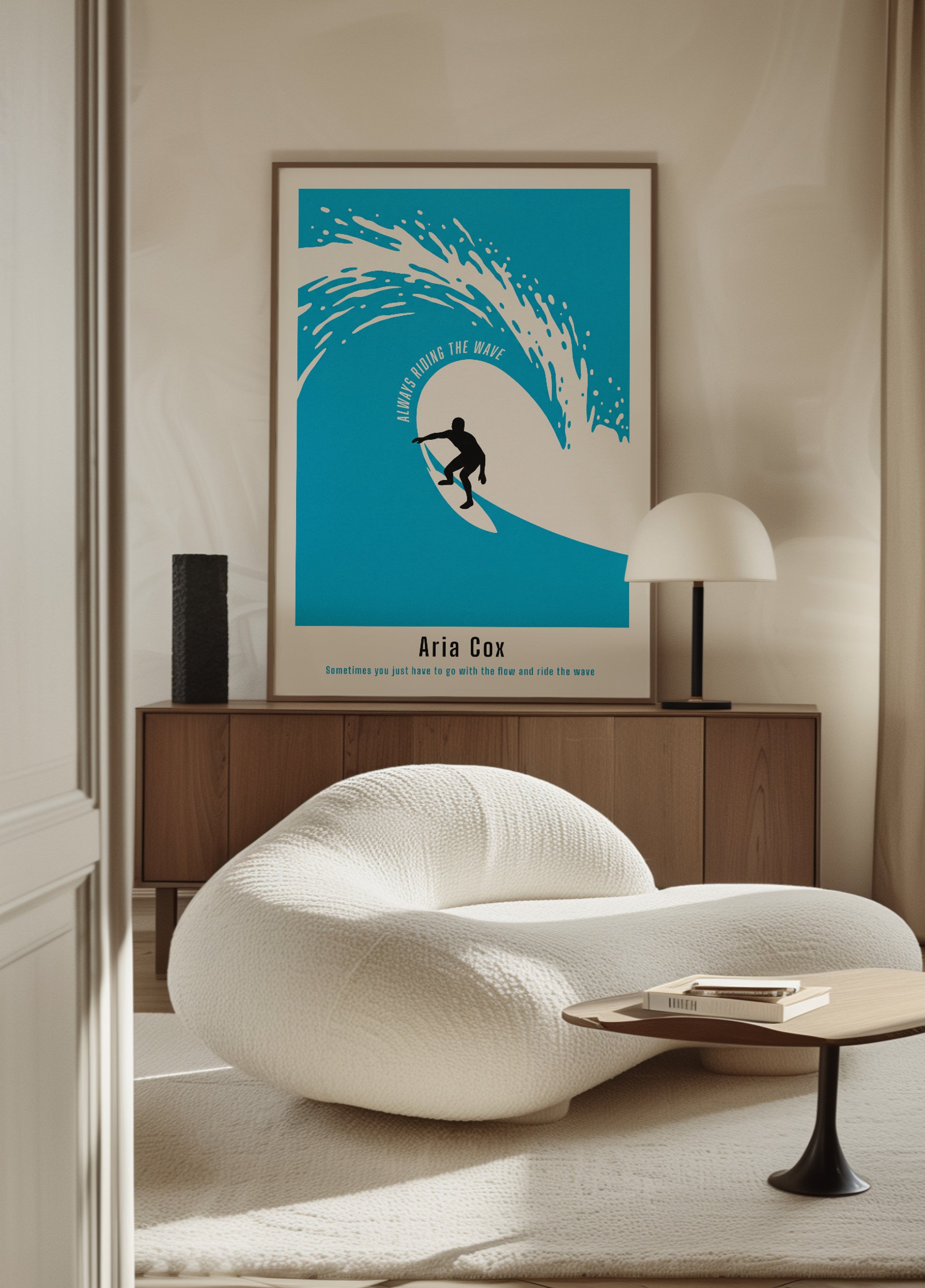 Non-personal surfer poster of a wave