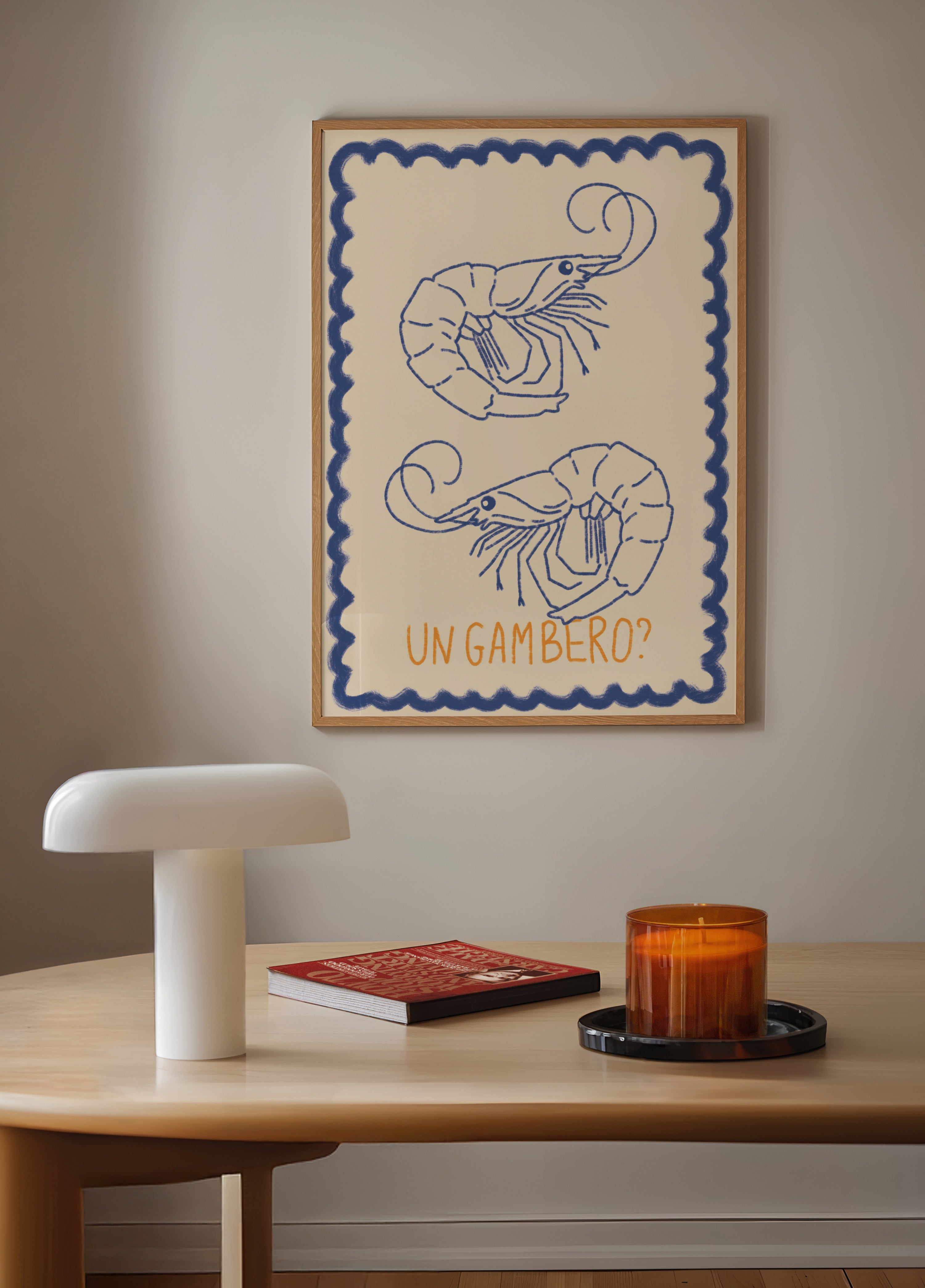 Hand Drawn Blue Shrimp