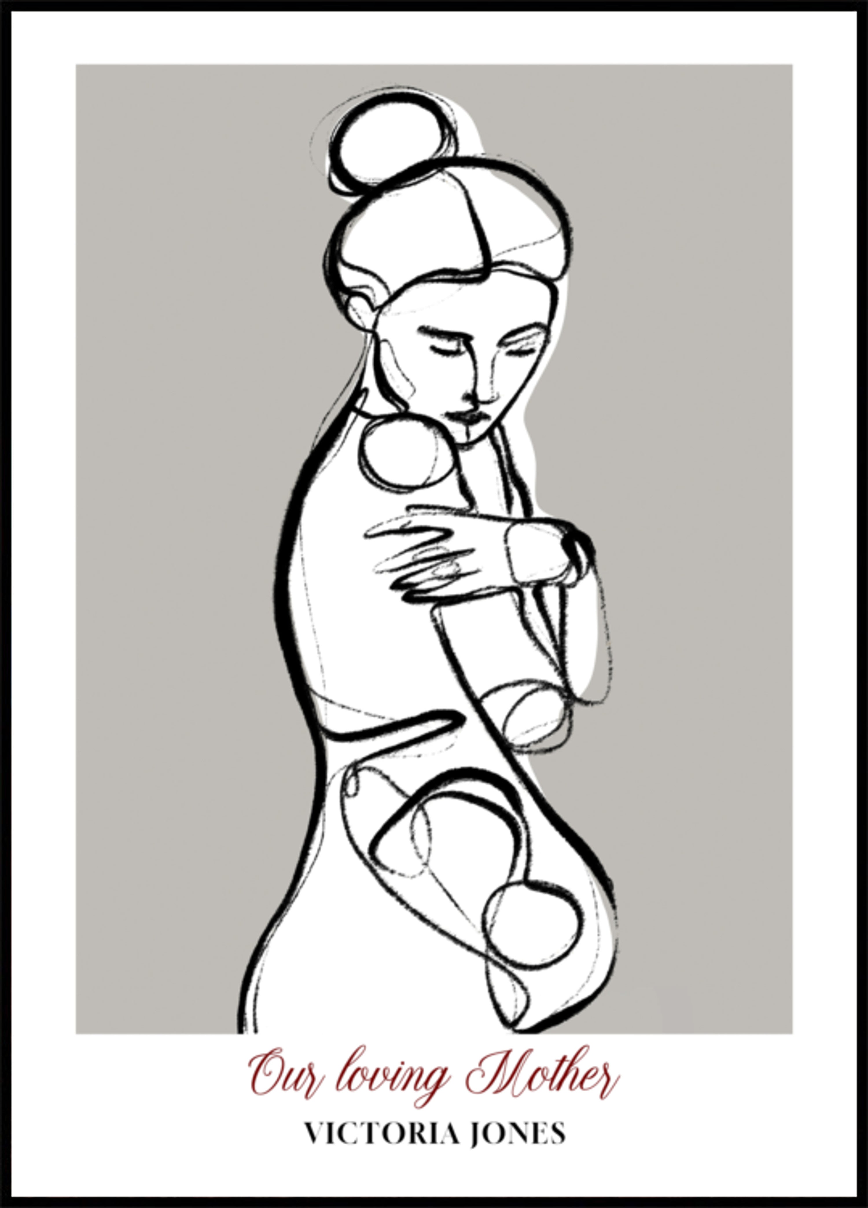 Minimalist Line Art of Woman in Self Hugs