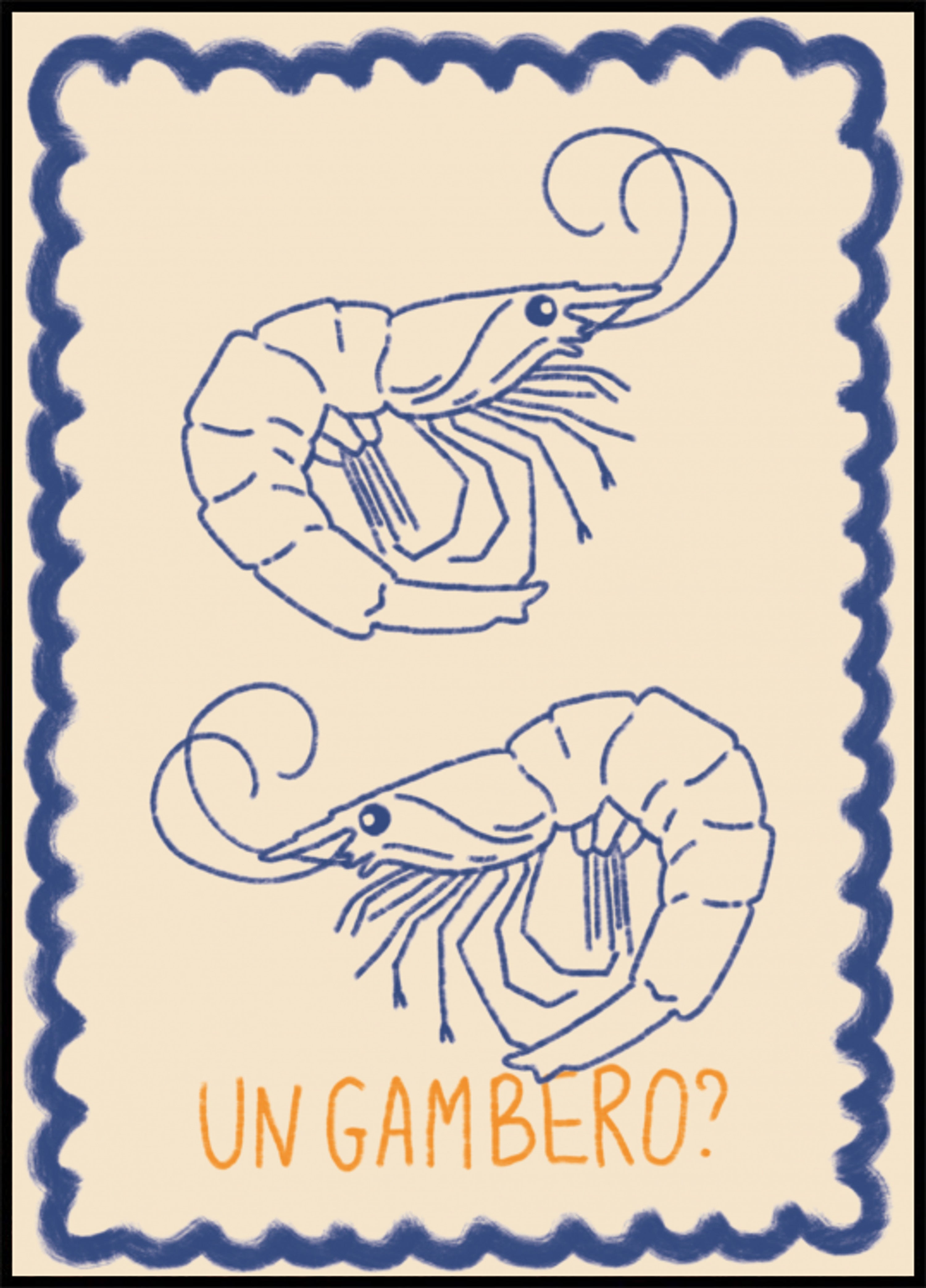 Hand Drawn Blue Shrimp