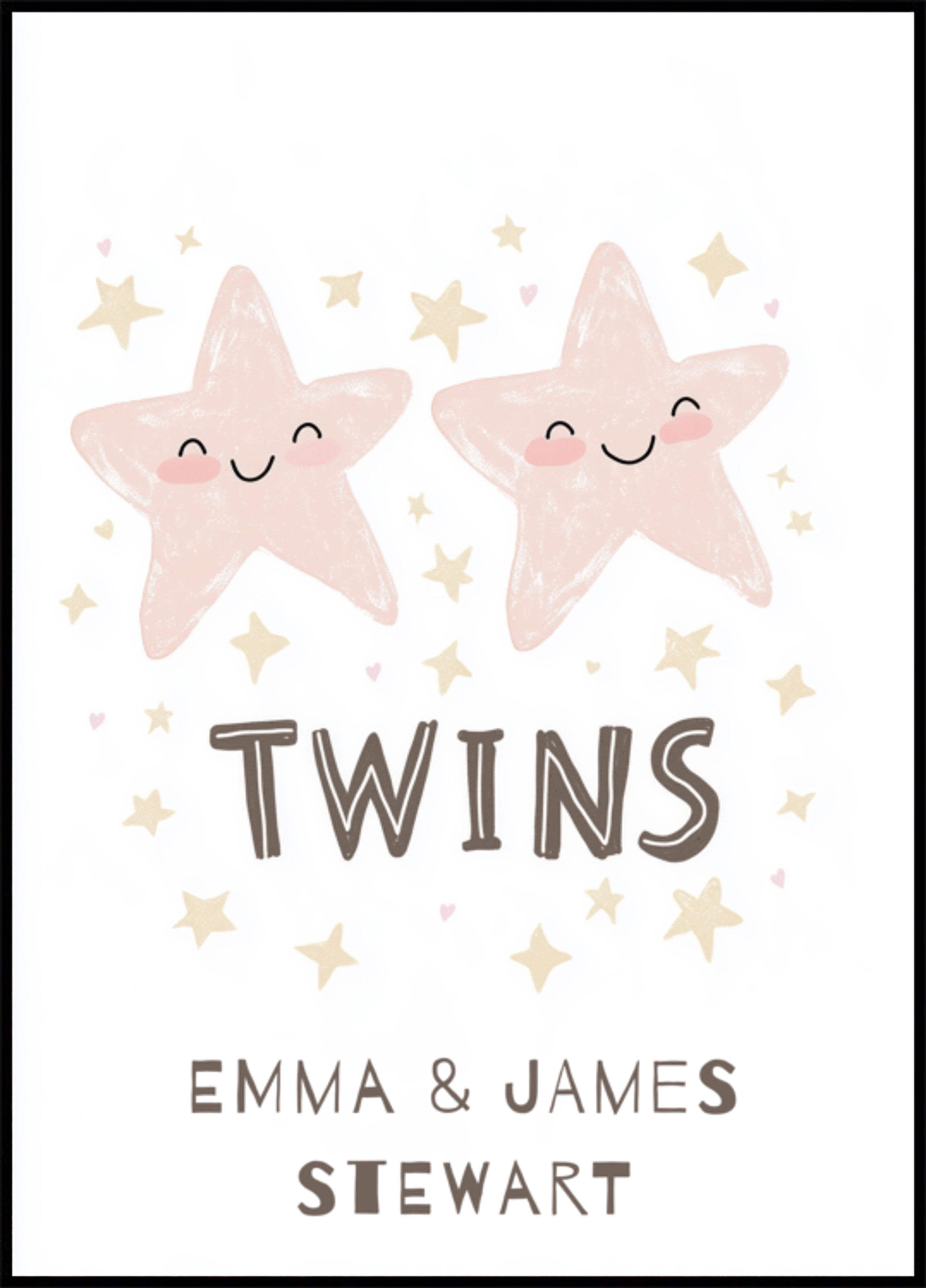 Personalized twin star wall art