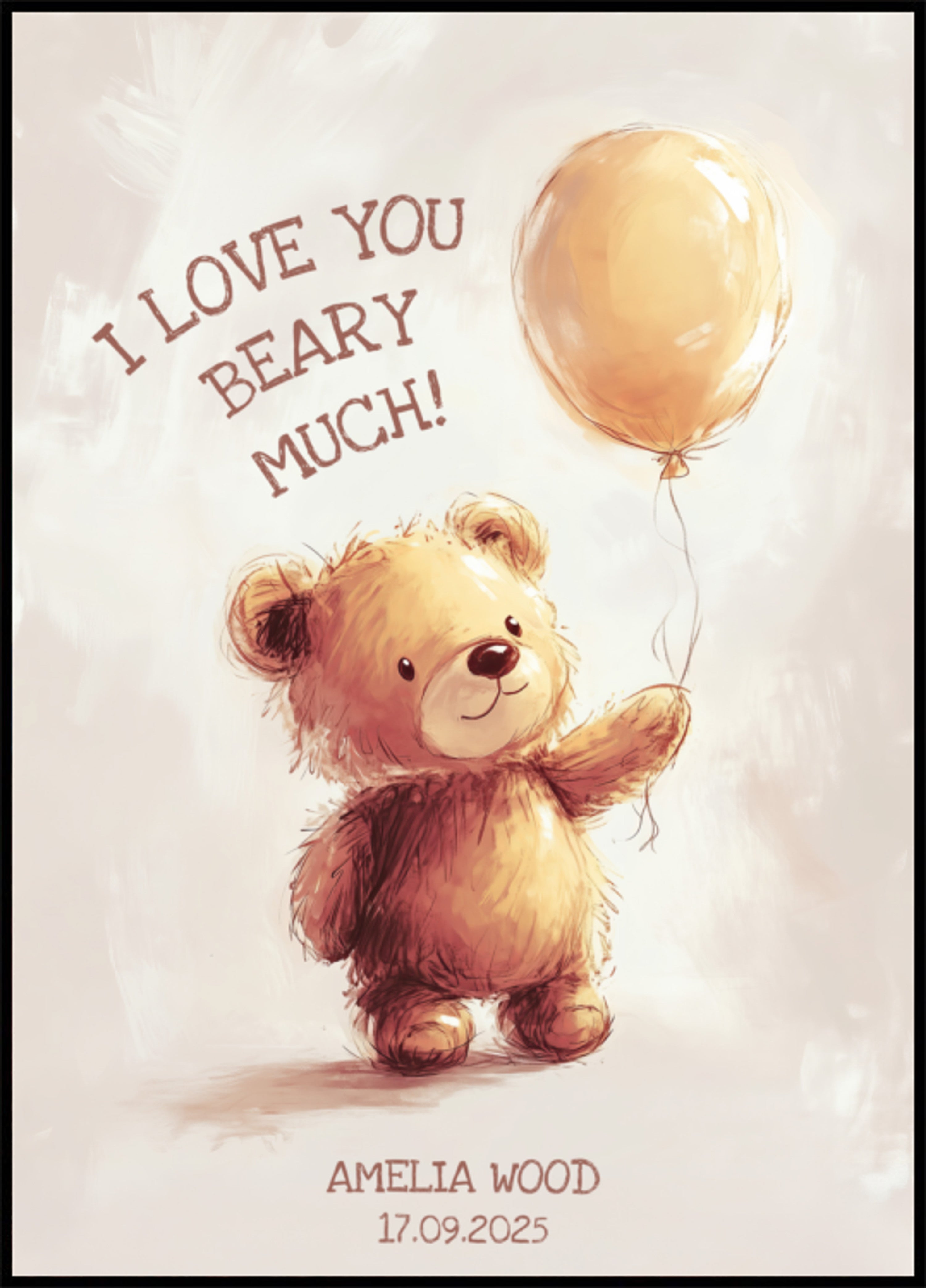 Non-personal Teddy Bear with Balloon and Love Message