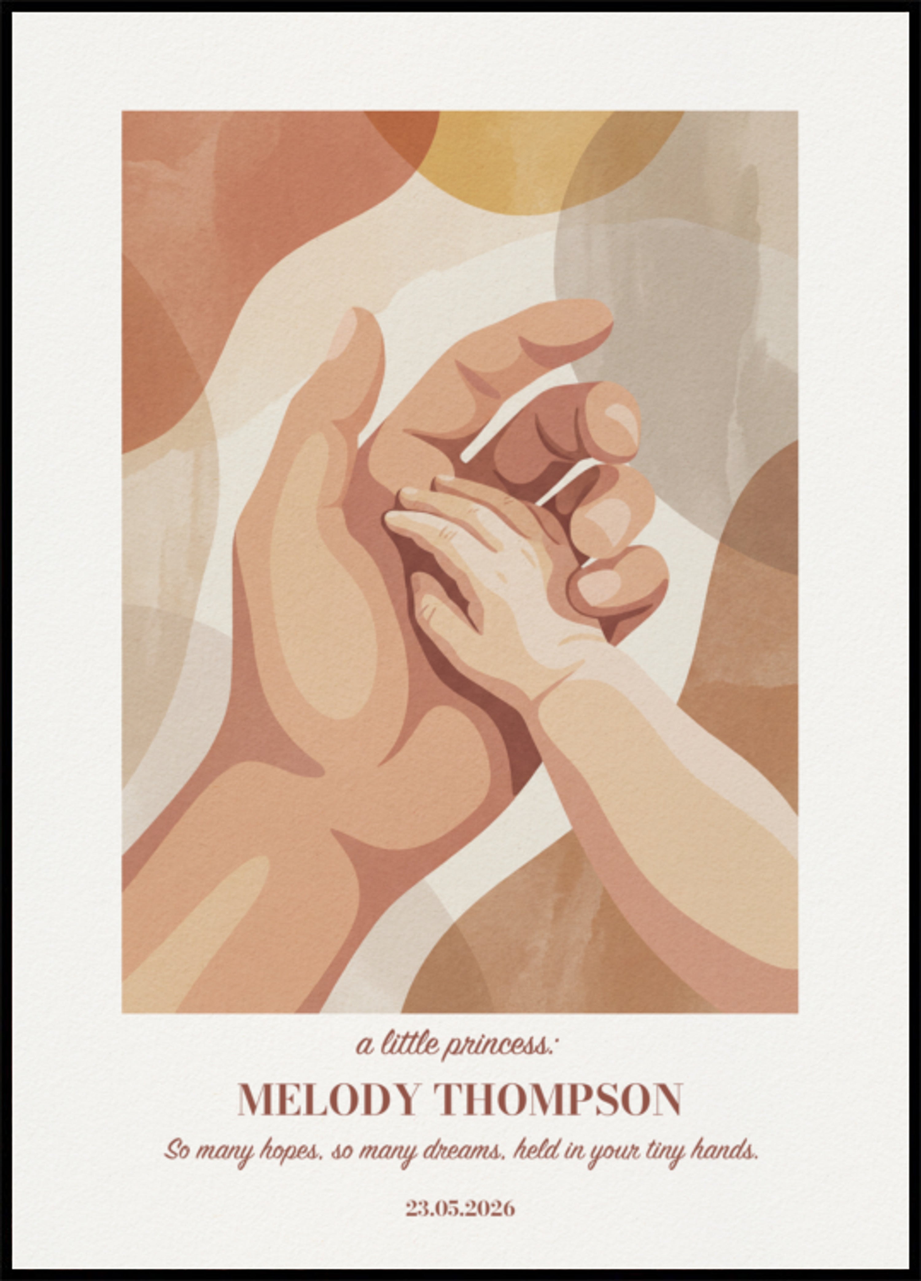 Tender moment between parent and baby hands