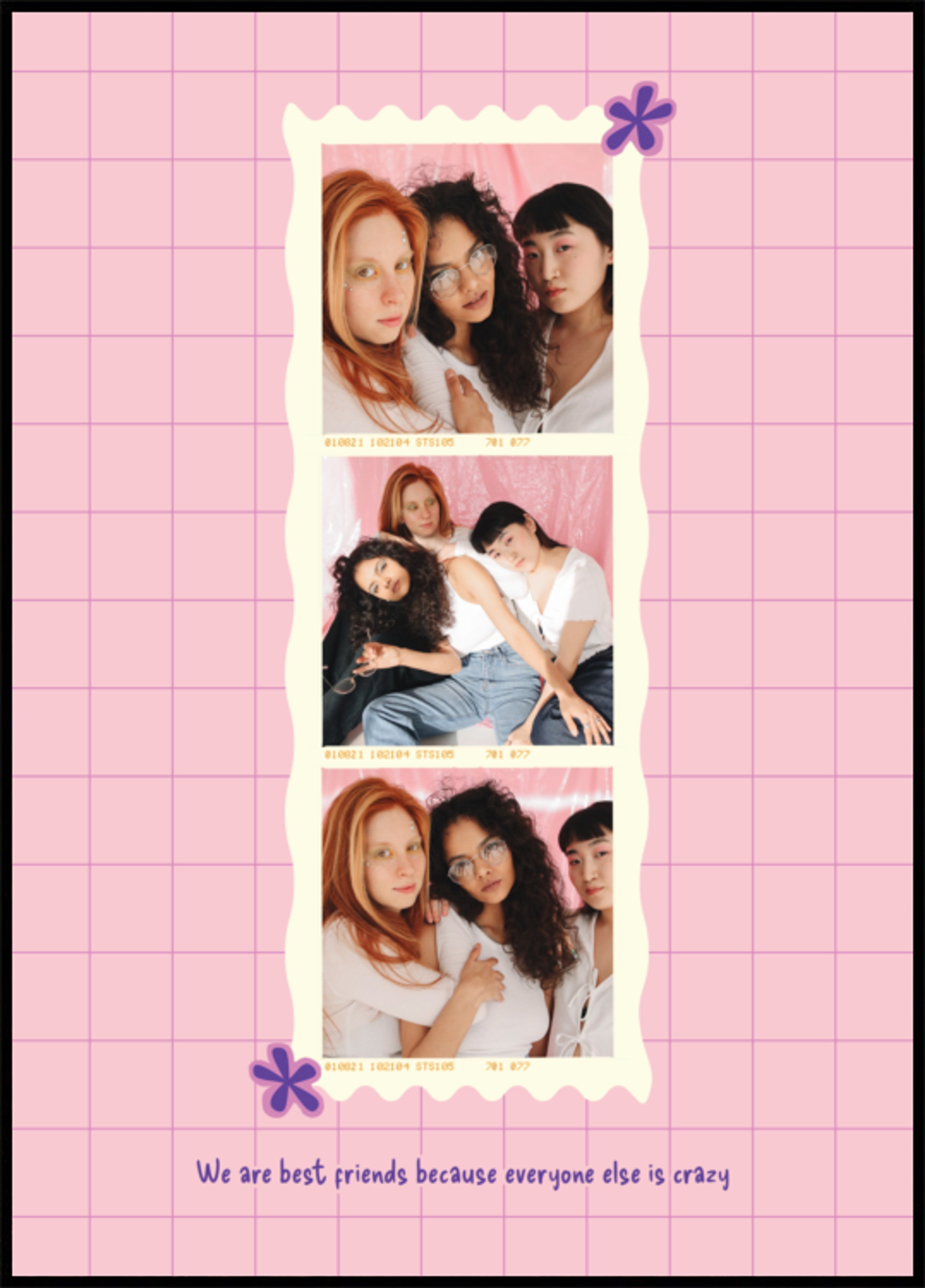 Pink Polaroid Friends Collage