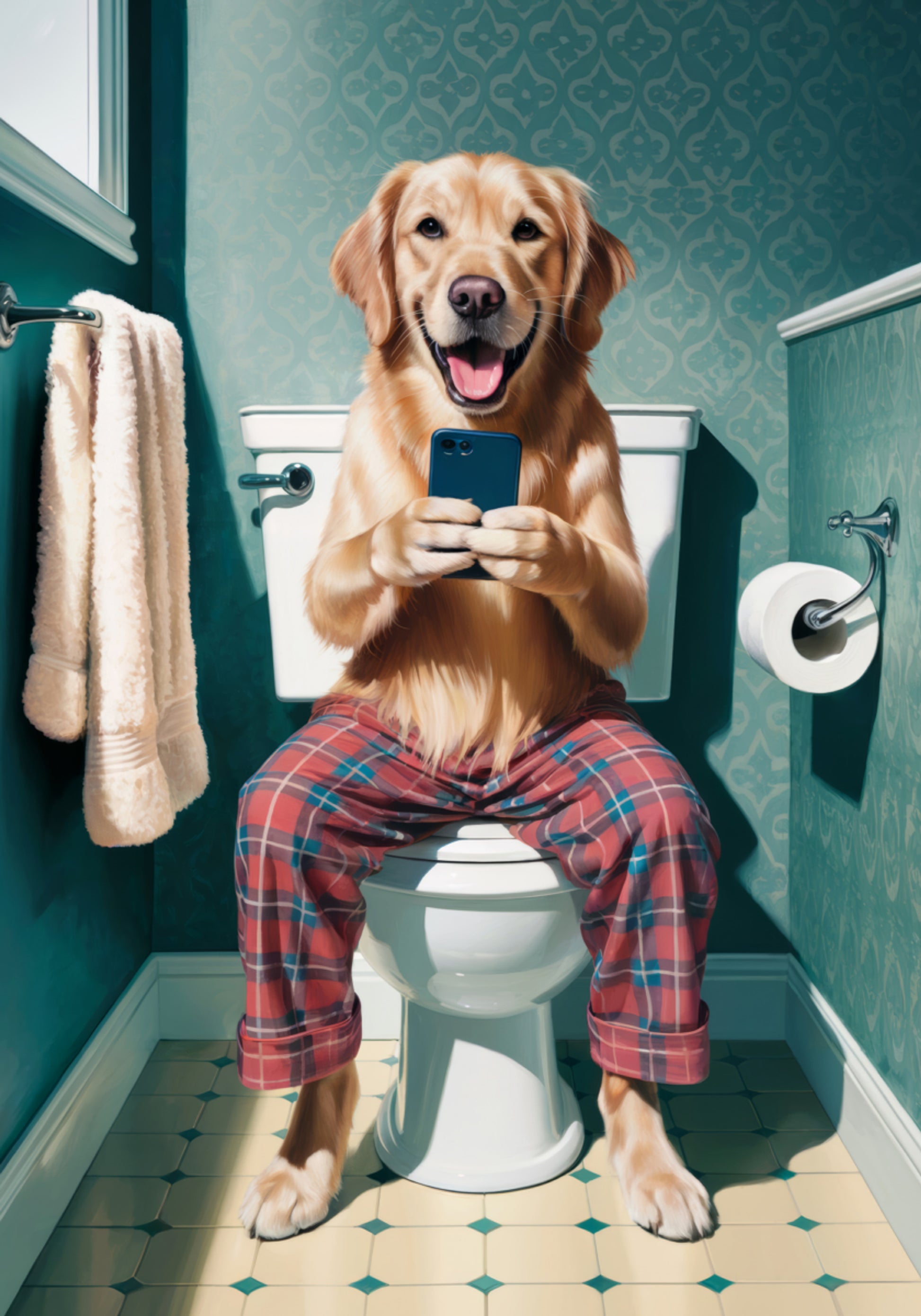 Funny Dog on Toilet