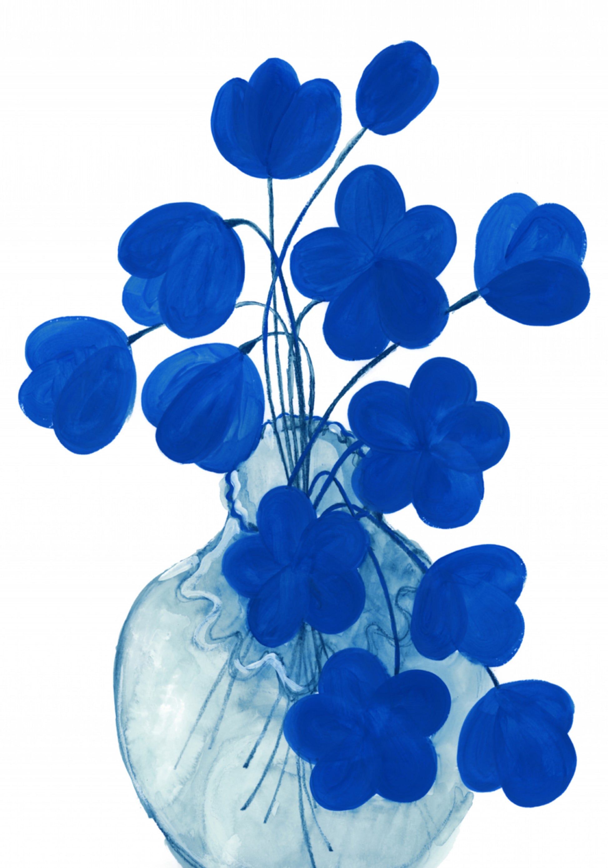 Deep Blue Floral Vase