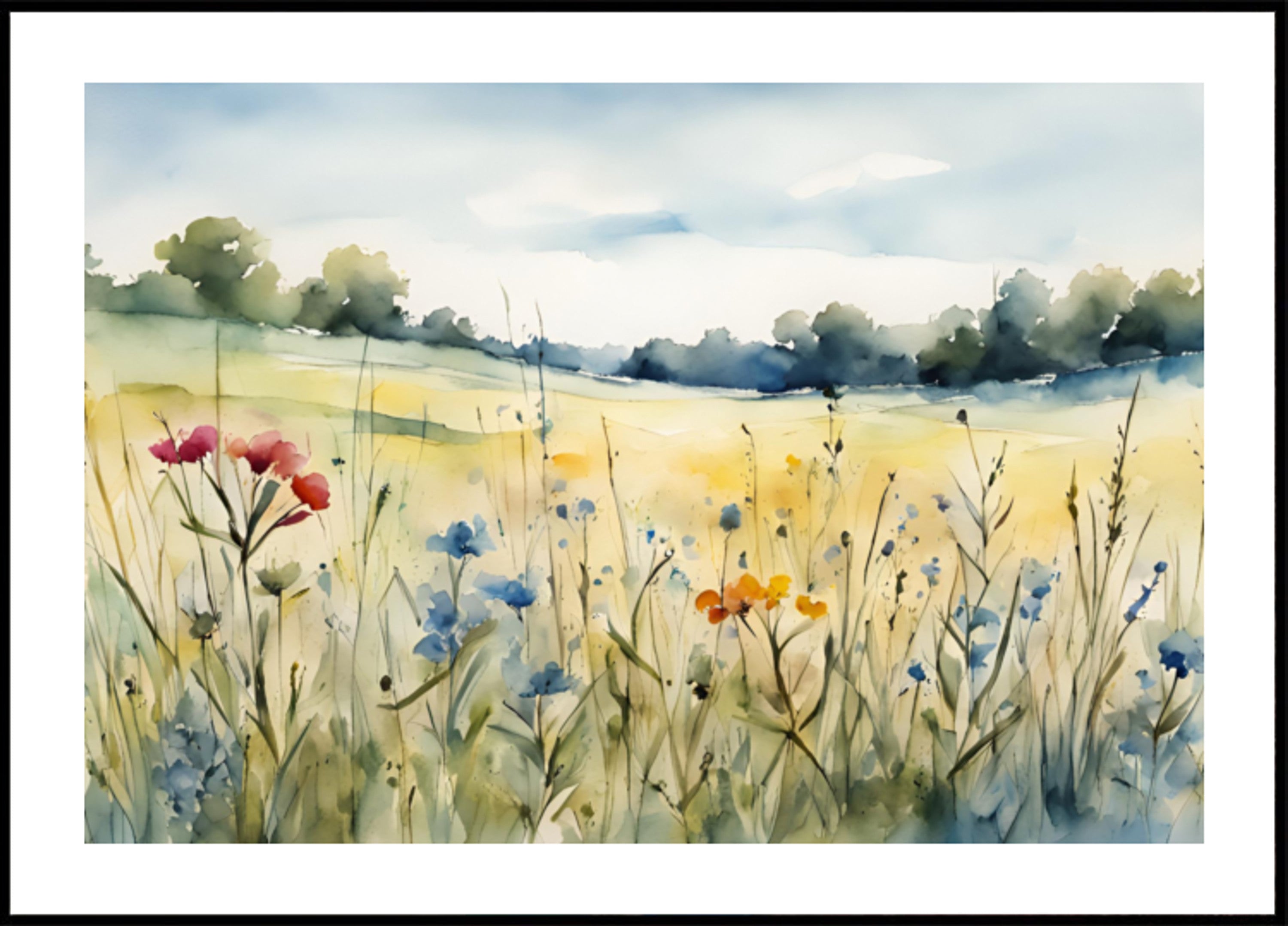 Wildflower Field Watercolor